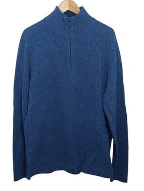 Banana Republic Men’s Size XL Zip Mock Neck Sweater Blue Cashmere Wool Vintage